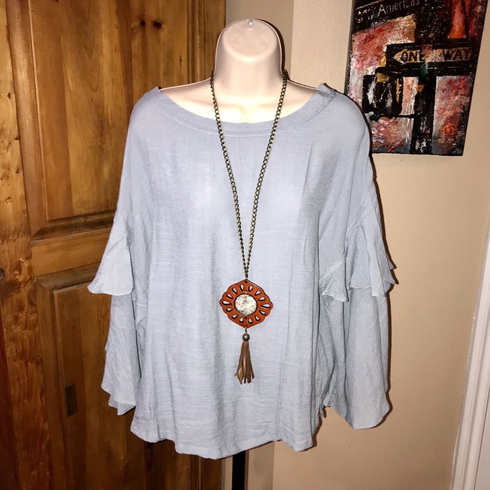 Wishlist Apparel chambray color flowy top - Picture 3 of 5